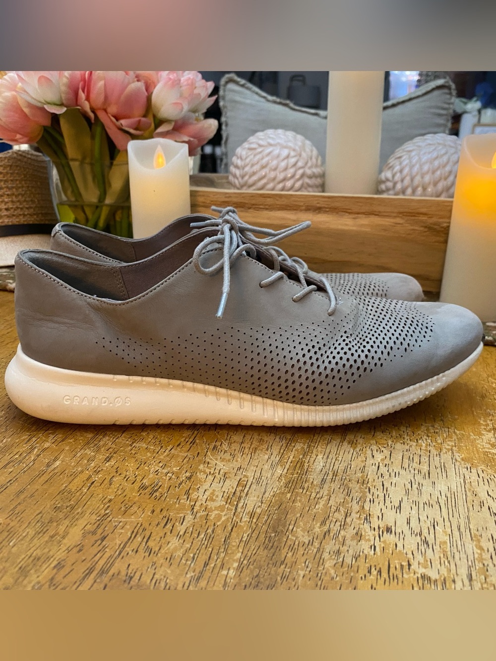 Womens COLE HAAN 2.Zerogrand Gray Oxford Shoes / Size 8.5